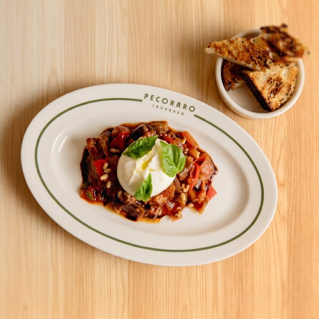 BURRATA & EGGPLANT CAPONATA.